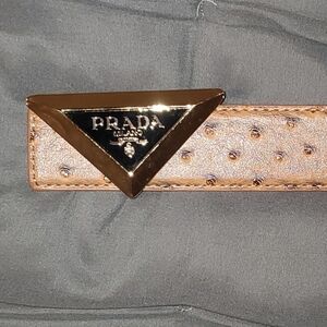 Prada Tan and Brown Textured Belt
